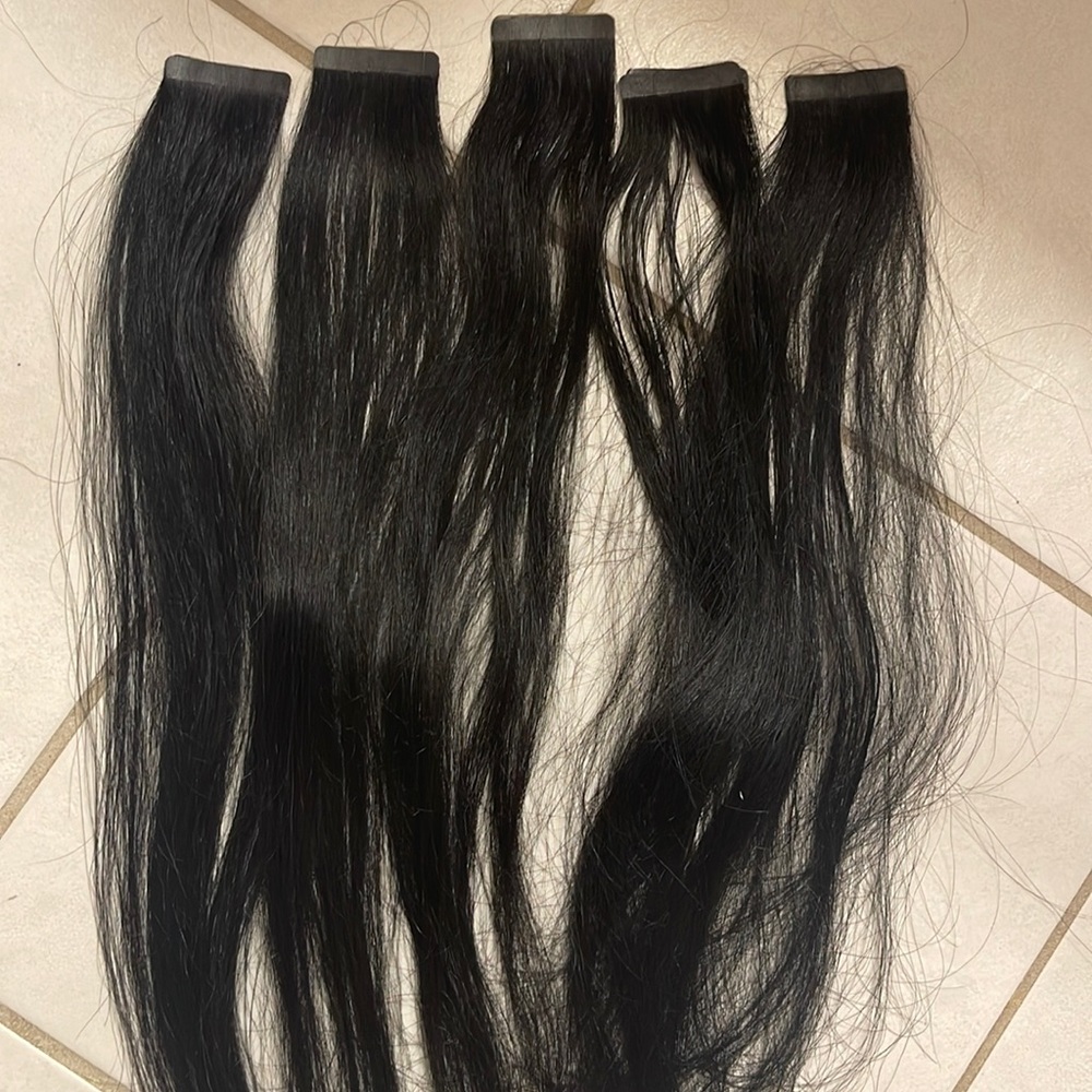 Tape in hair extensions. 2 packs, dark brown almost black in color